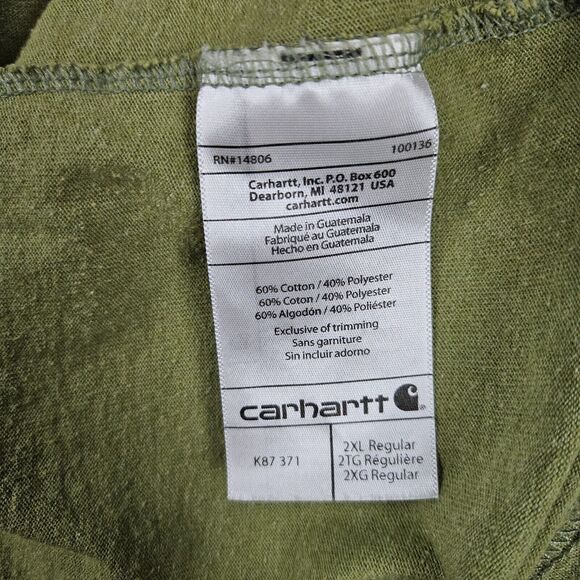 Carhartt Men's Pocket Tee T-Shirt Green Size 2XL Regular Logo Cotton/Polyester - Picture 4 of 11